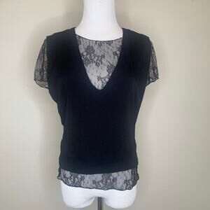 Maje Black Lace Underlay Tee Tank overlay Sz 1 US Small